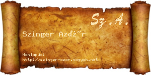 Szinger Azár névjegykártya